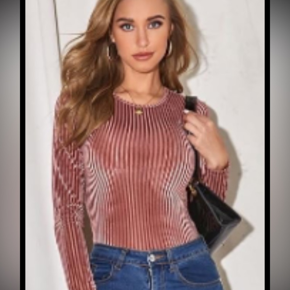 Forever 21 Blush Velvet Ribbed Top